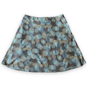 I.E. Petite A-Line Cotton Skirt Gray Blue & White Circles Snowflakes Womens 10 P